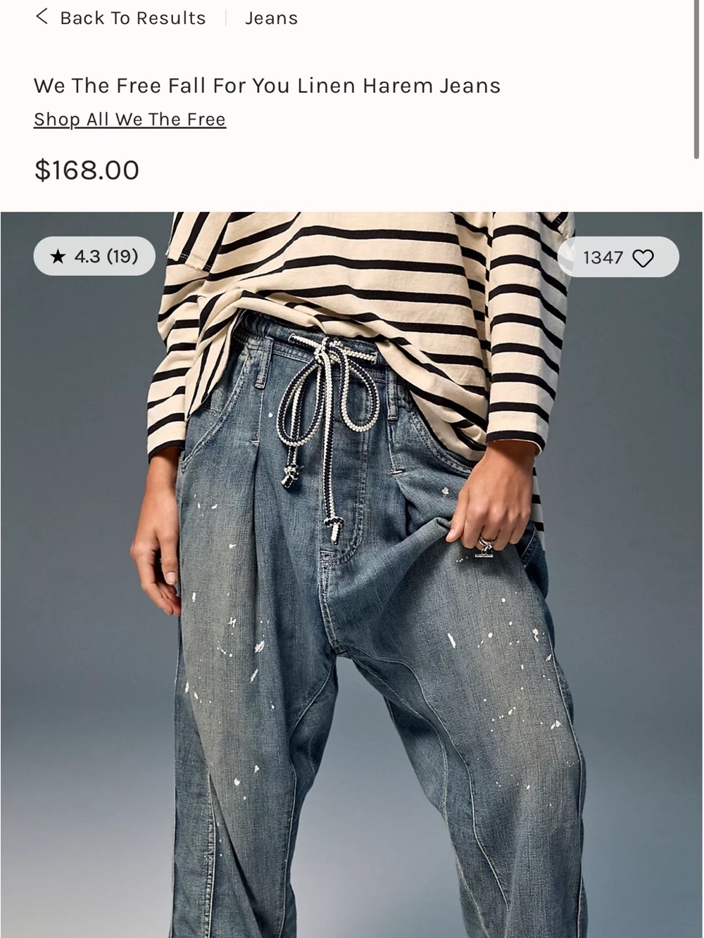 We The Free Linen Harem Jeans in Washed Blue